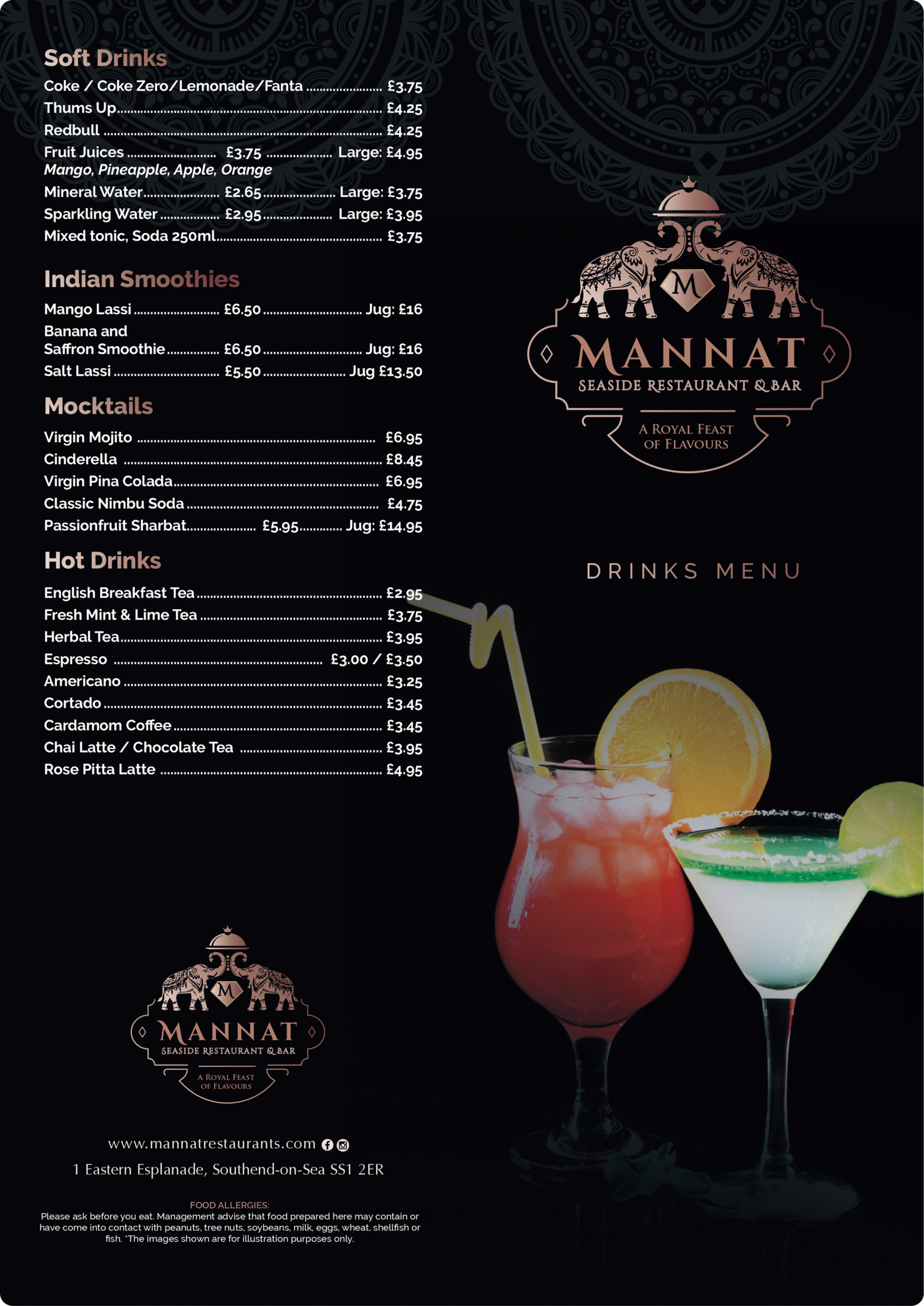 Mannat Drinks Menu