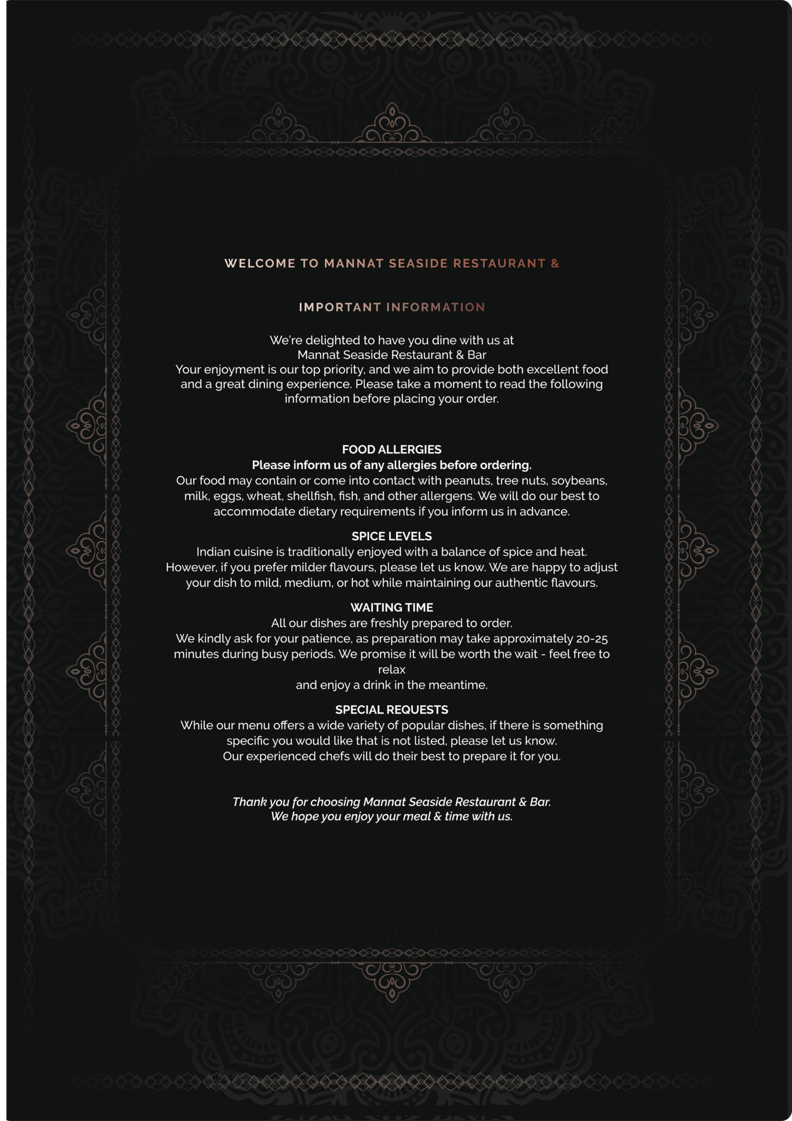 Mannat Food Menu