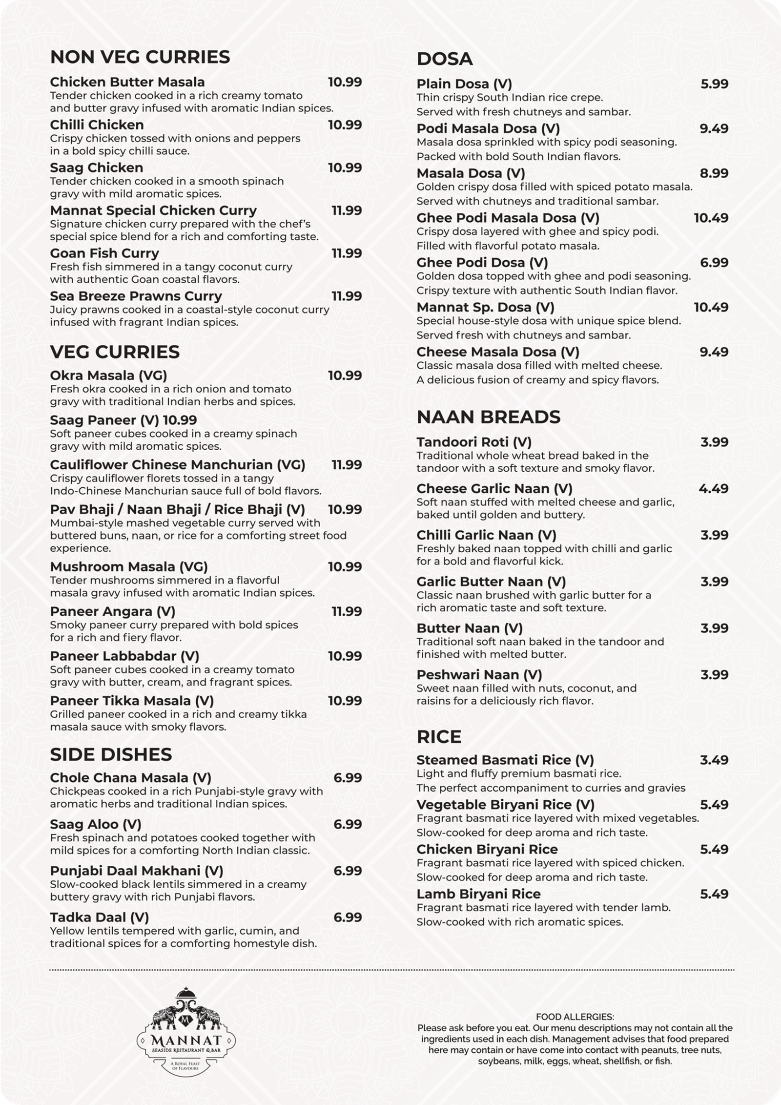 Mannat Food Menu
